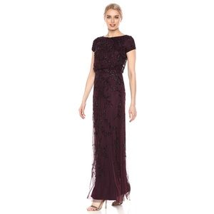 Adrianna Papell Beaded Mermaid Maxi Gown Dress
